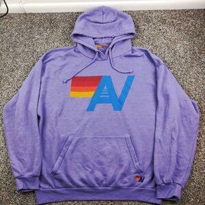 Aviator Nation Logo Pullover Relaxed Hoodie UNISEX Size Large Purple Sweatshirt